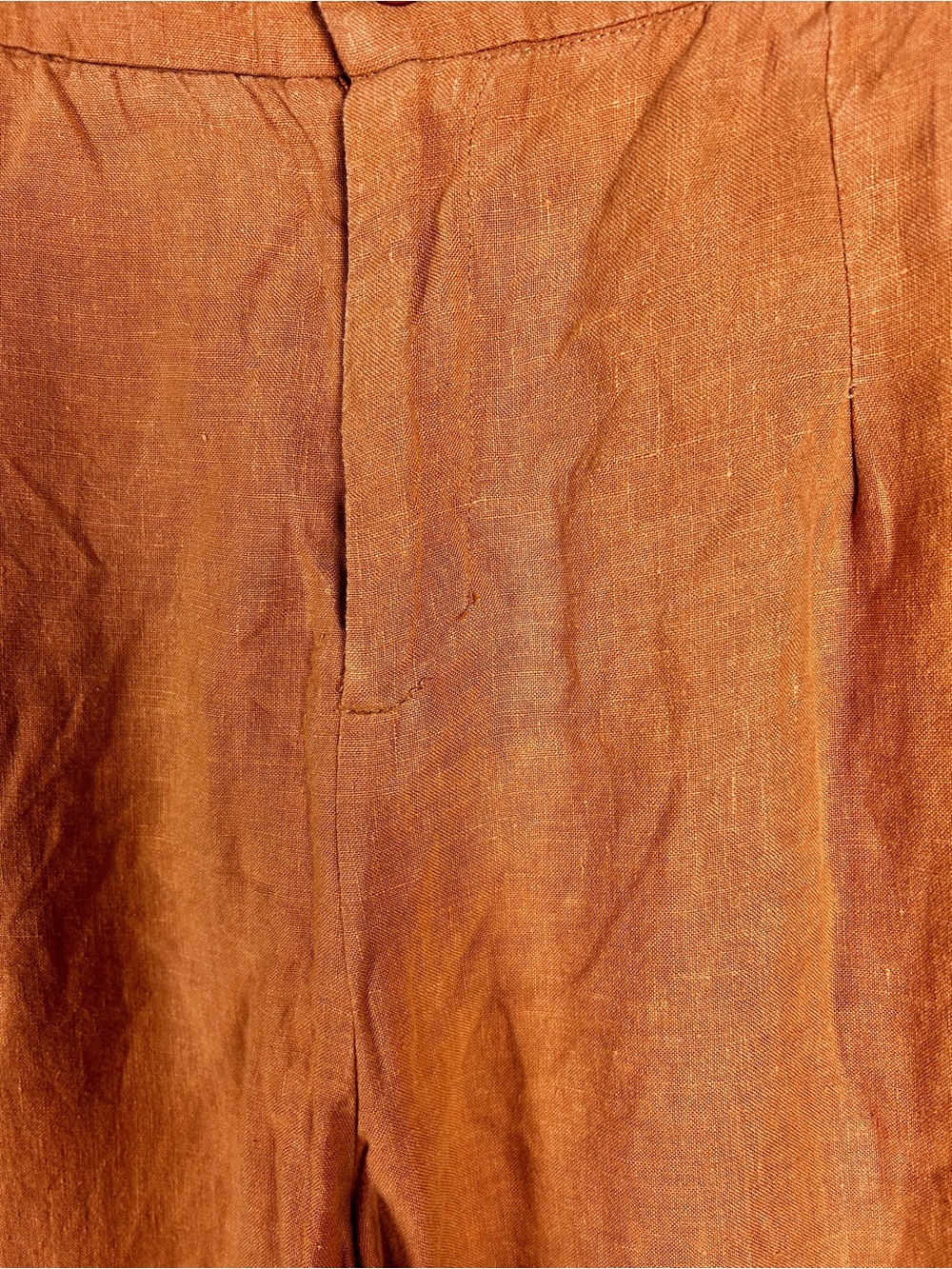 EVE GRAVEL 100% Linen Trouser Terracotta Size Large Made in Canada Lagenlook - Picture 2 of 5